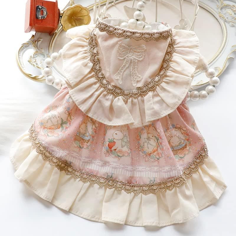 Dog Princess Lace Dress (Pink Bunny)