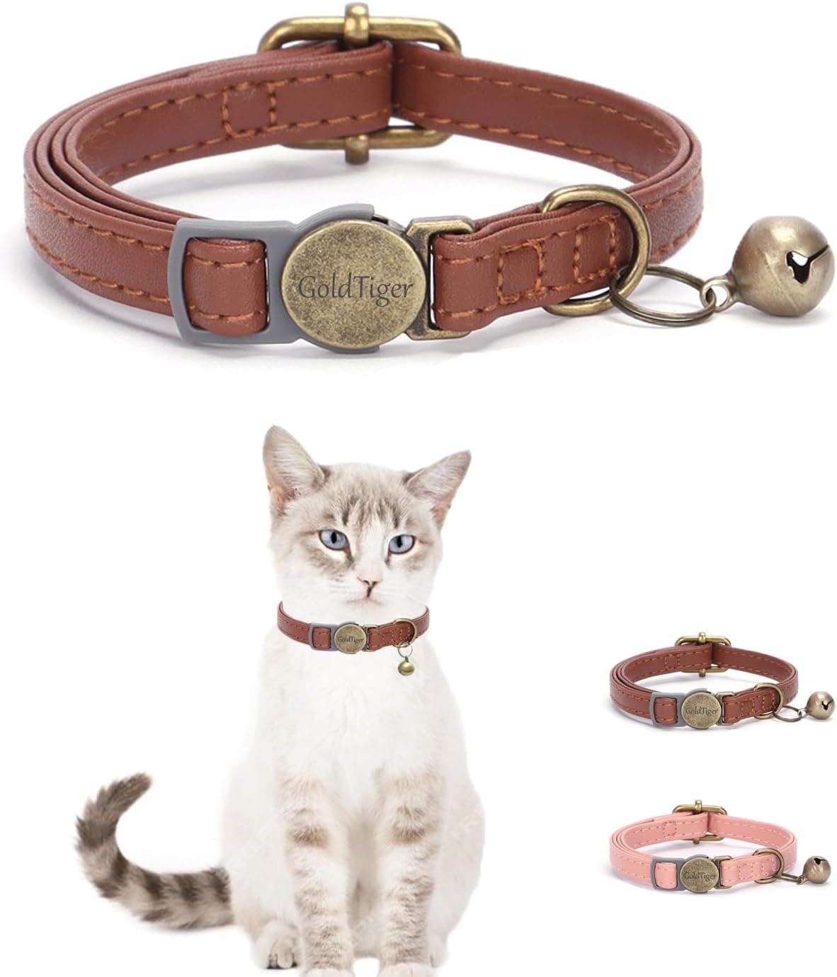 Vintage Leather Breakaway Cat Collar with Bell