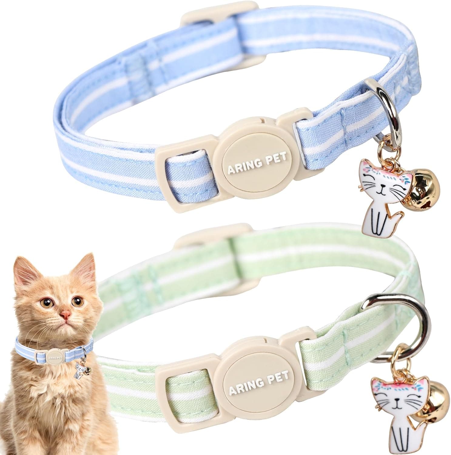 Cotton Breakaway Cat Collars with Bell (2-Pack)