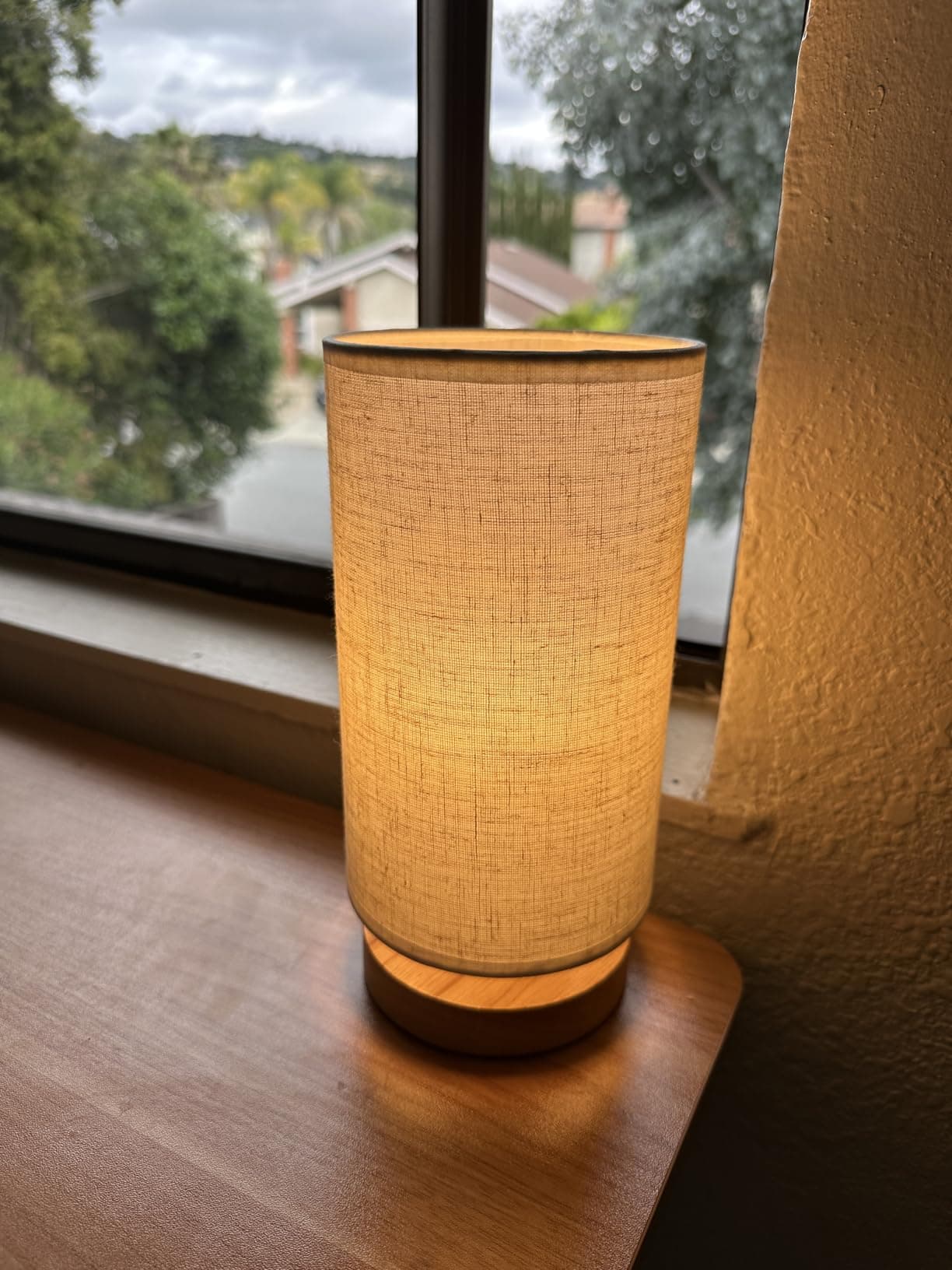 Minimalist Bedside Lamp with Fabric Shade — lifestyle 1