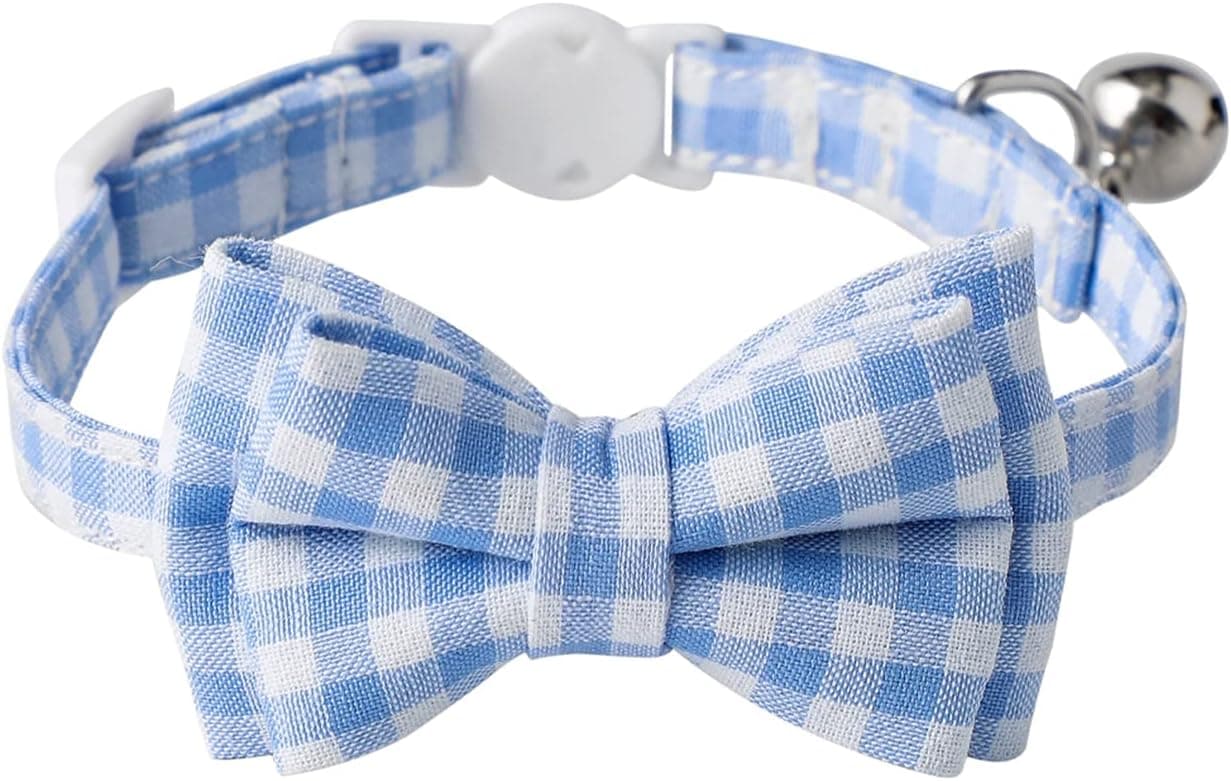Plaid Breakaway Cat Collar with Bow Tie & Bell