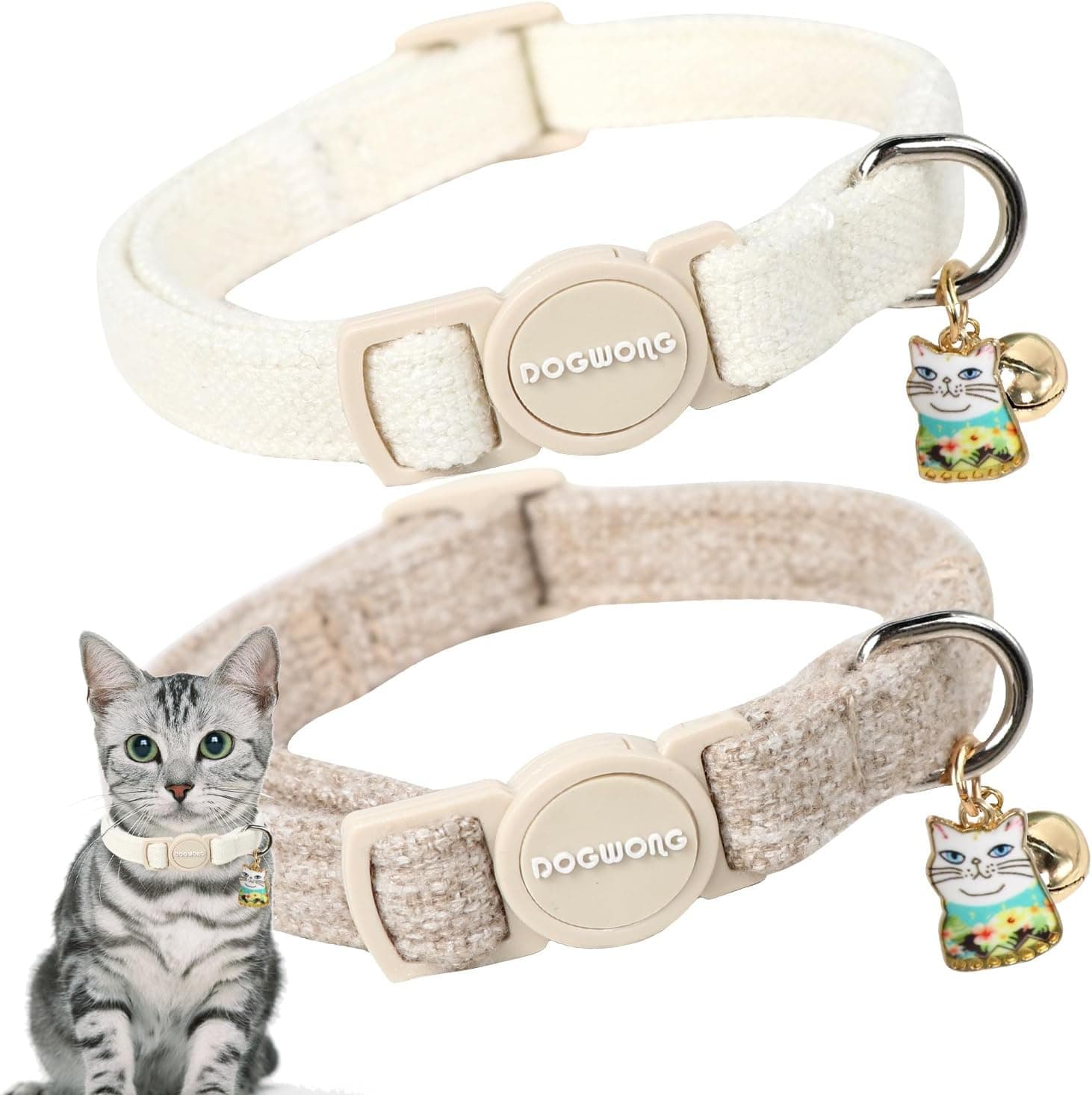 Hemp Breakaway Cat Collars with Bell (2-Pack)