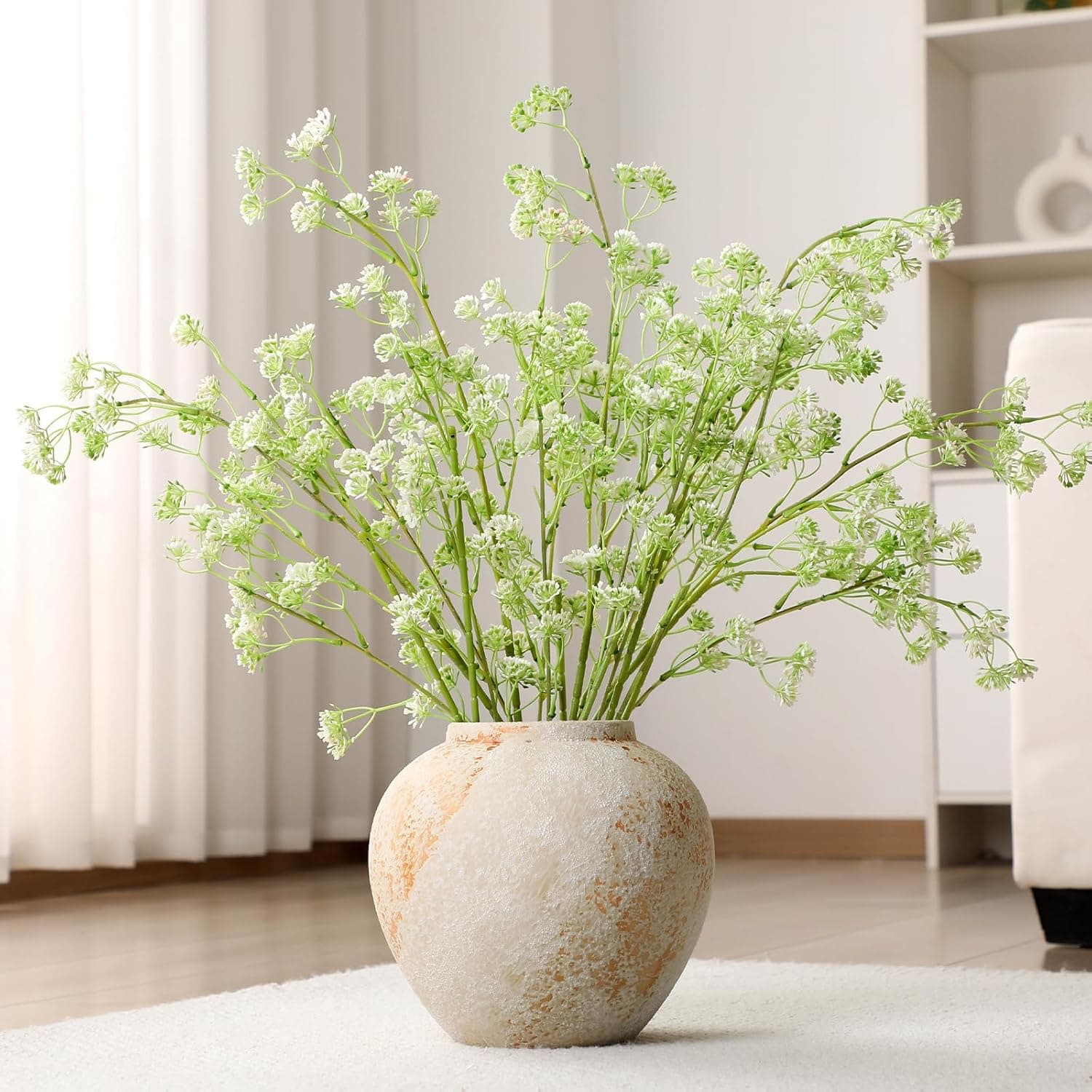 Zeyune Faux Berry Stems Summer Artificial Dusty Plum Stem Soft Plum Sedum Berry Picks Branches Faux Spray for Home Wedding Holiday Seasonal Farmhouse Mantel DIY Home Decorations(5 Pcs,Green White)