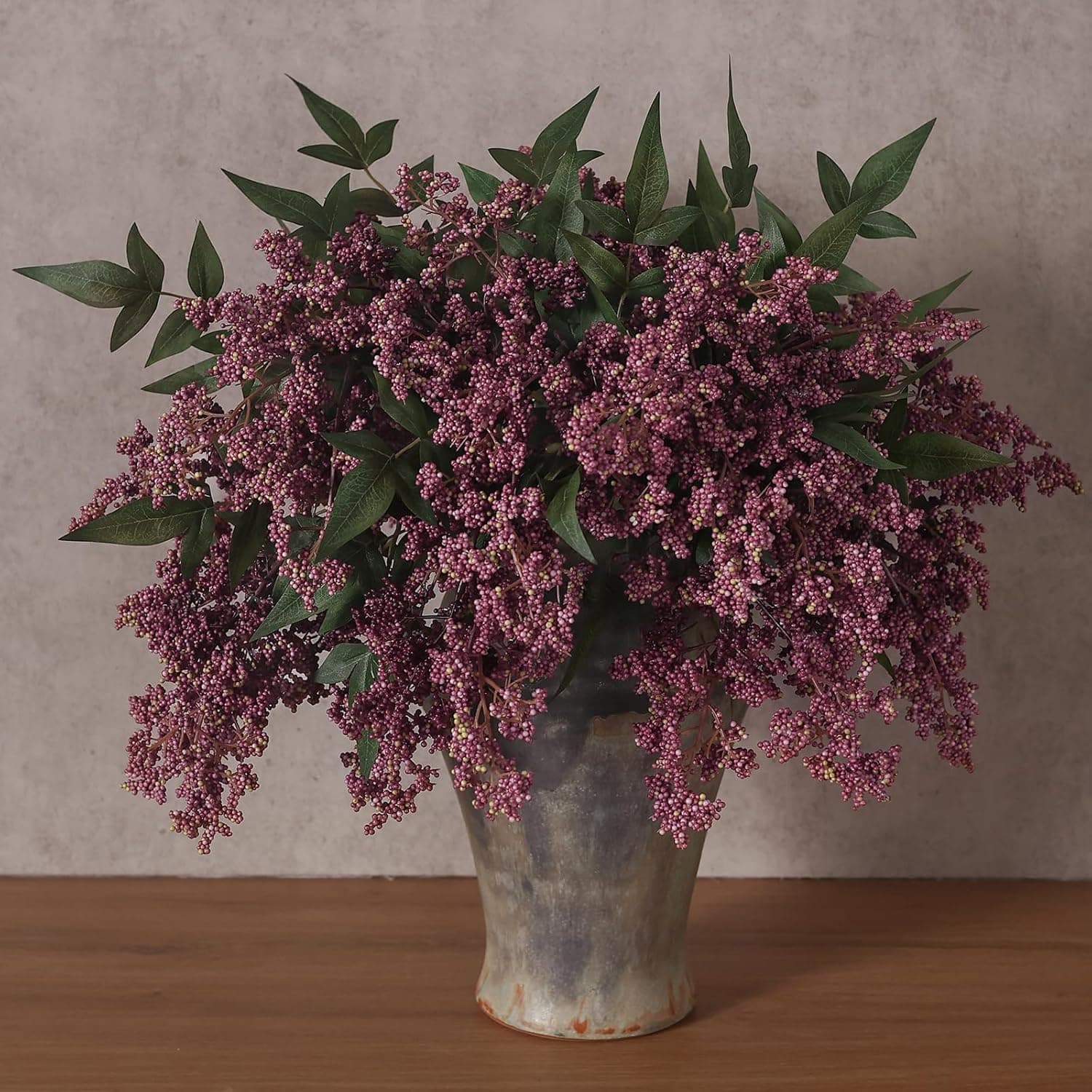 Faux Nandina Berry Stems, Dusty Plum (Set of 6)