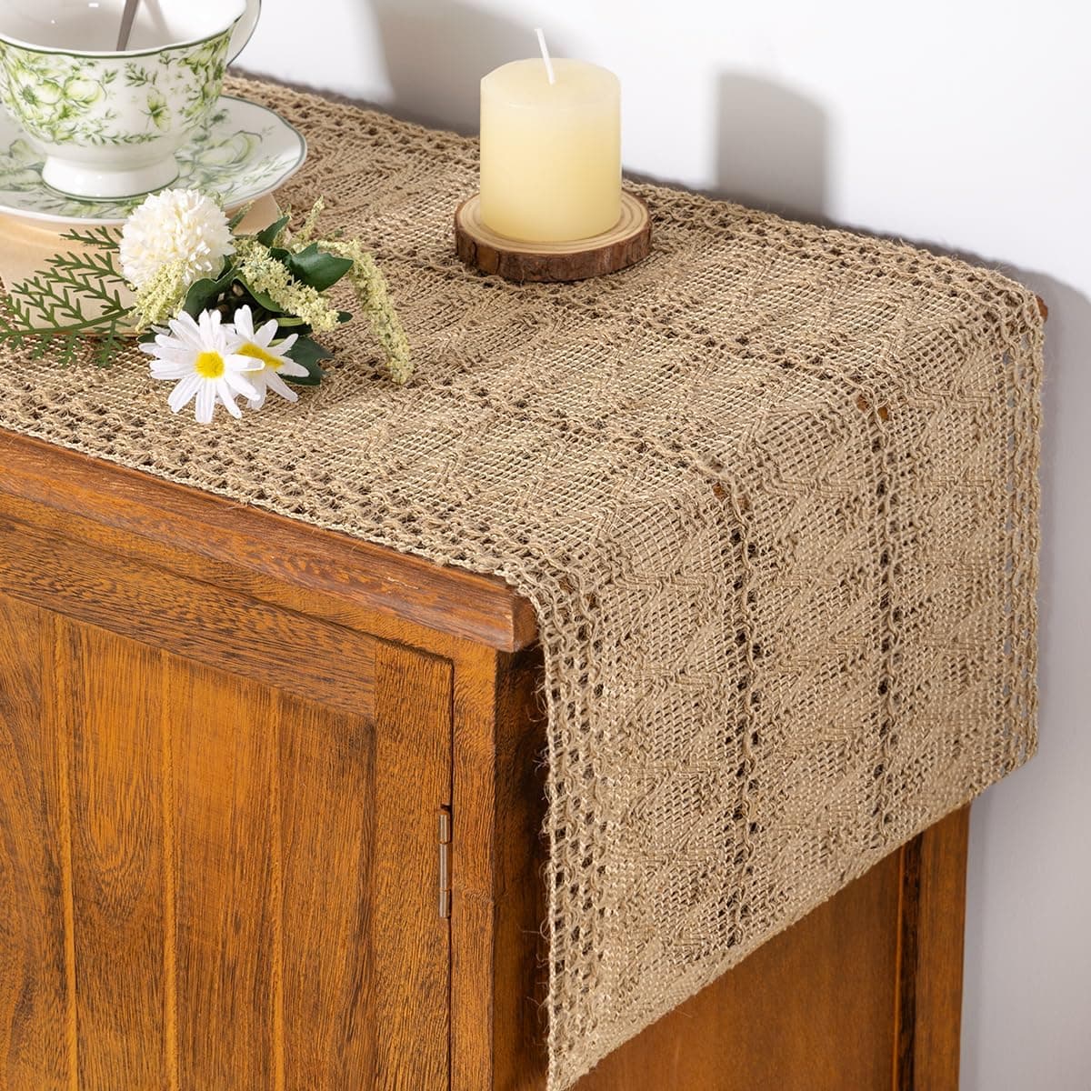 Boho Jute & Bamboo Table Runner