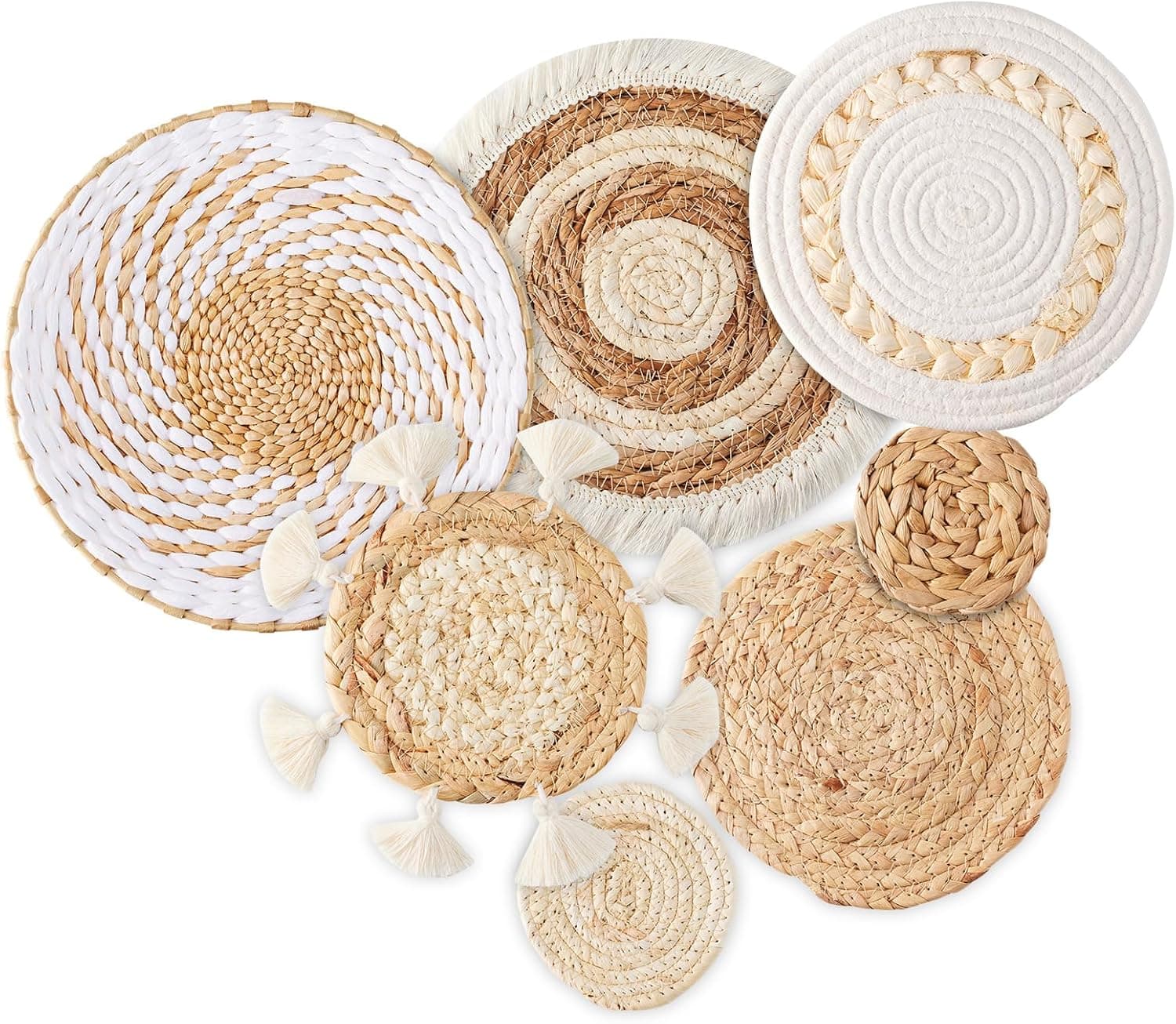 Boho Seagrass Wall Basket Decor (Set of 7)